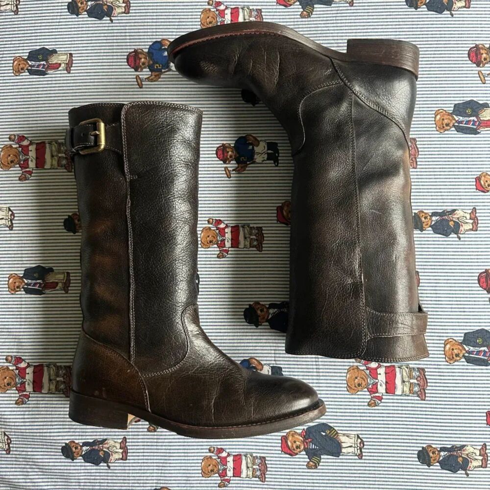 Vintage Dolce & Gabbana Sherpa Shearling Leather Engineer Boots Size EU42/US9